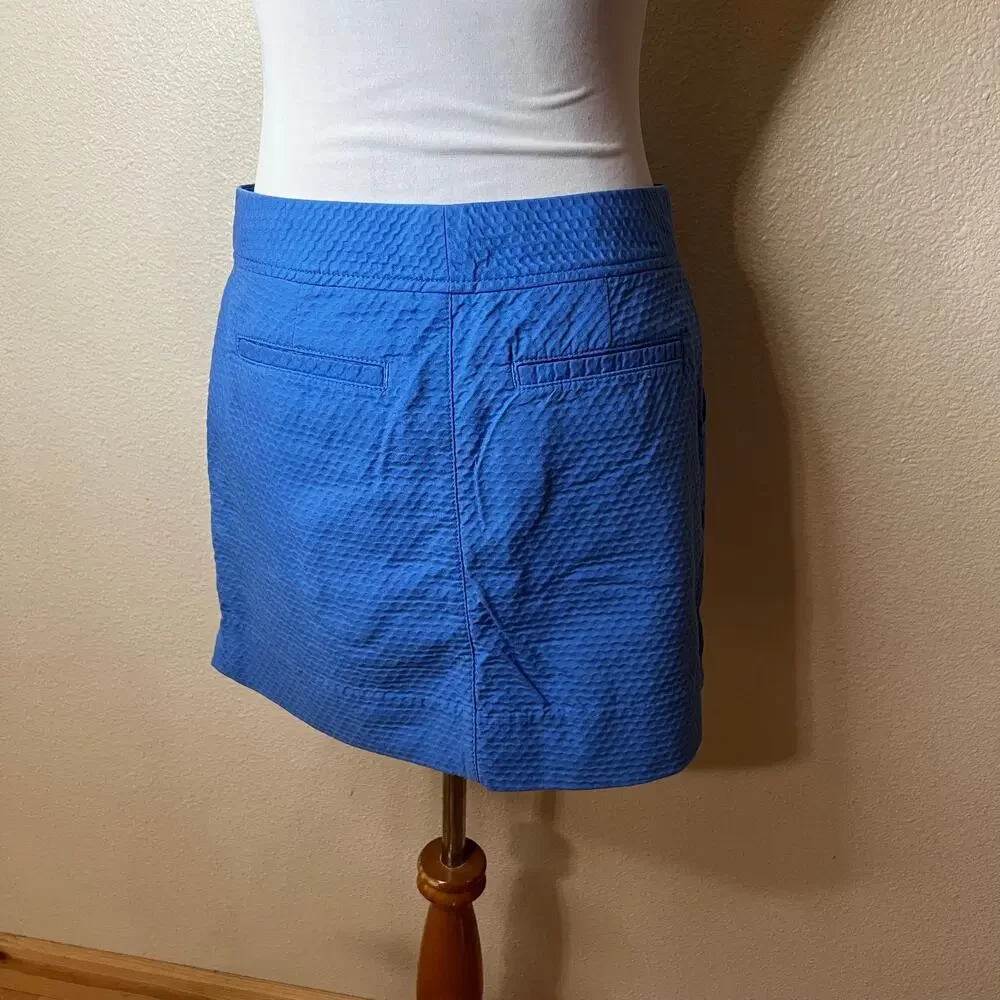 Lilly Pulitzer blue Nicki textured cotton skort skirt with shorts WOMENS 6